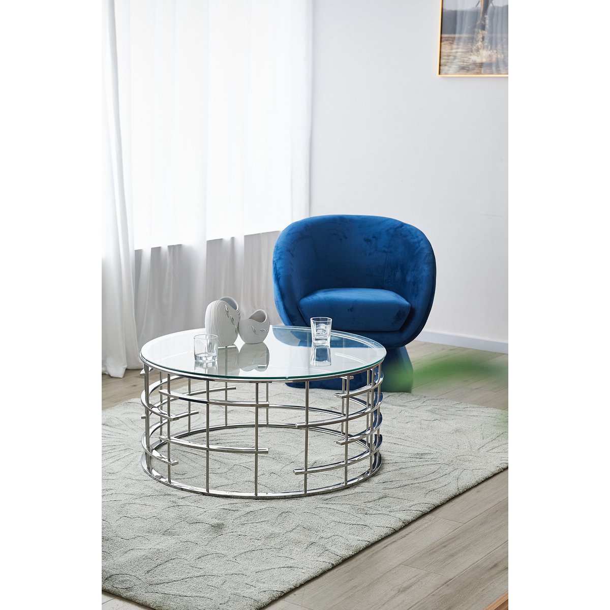 Couchtisch Silber Ø 90 cm – Bild 3