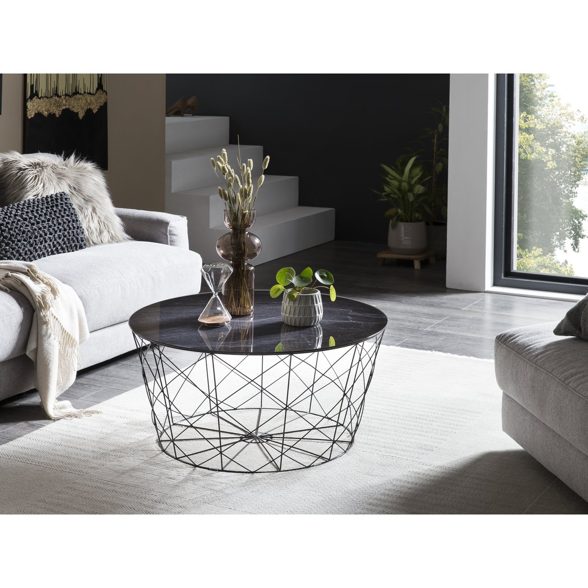 Couchtisch mit Metallkorb Ø 80 cm – Bild 6