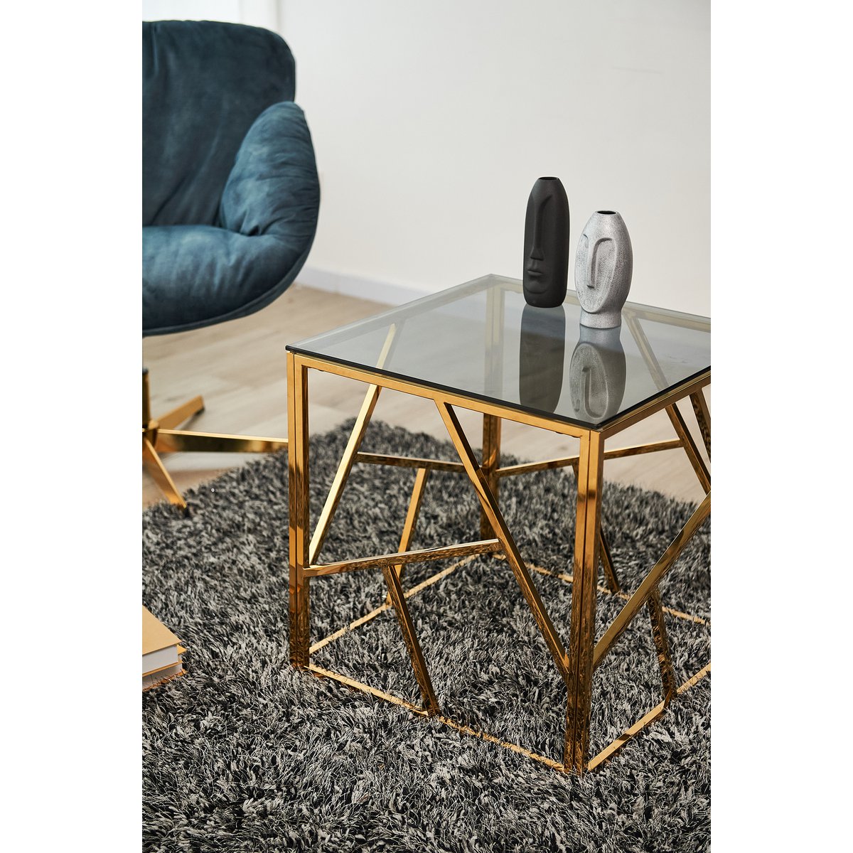 Beistelltisch Gold/Grau 55x55 cm – Bild 7