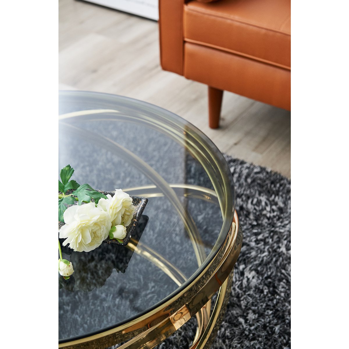 Couchtisch Gold/Grau Ø 80 cm – Bild 7