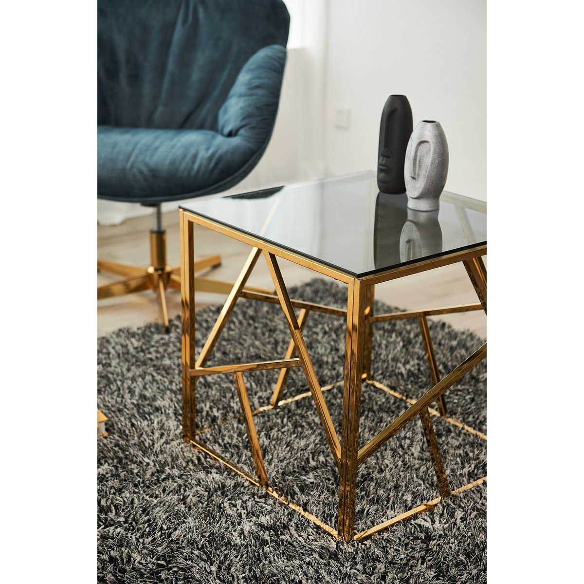 Beistelltisch Gold/Grau 55x55 cm – Bild 8