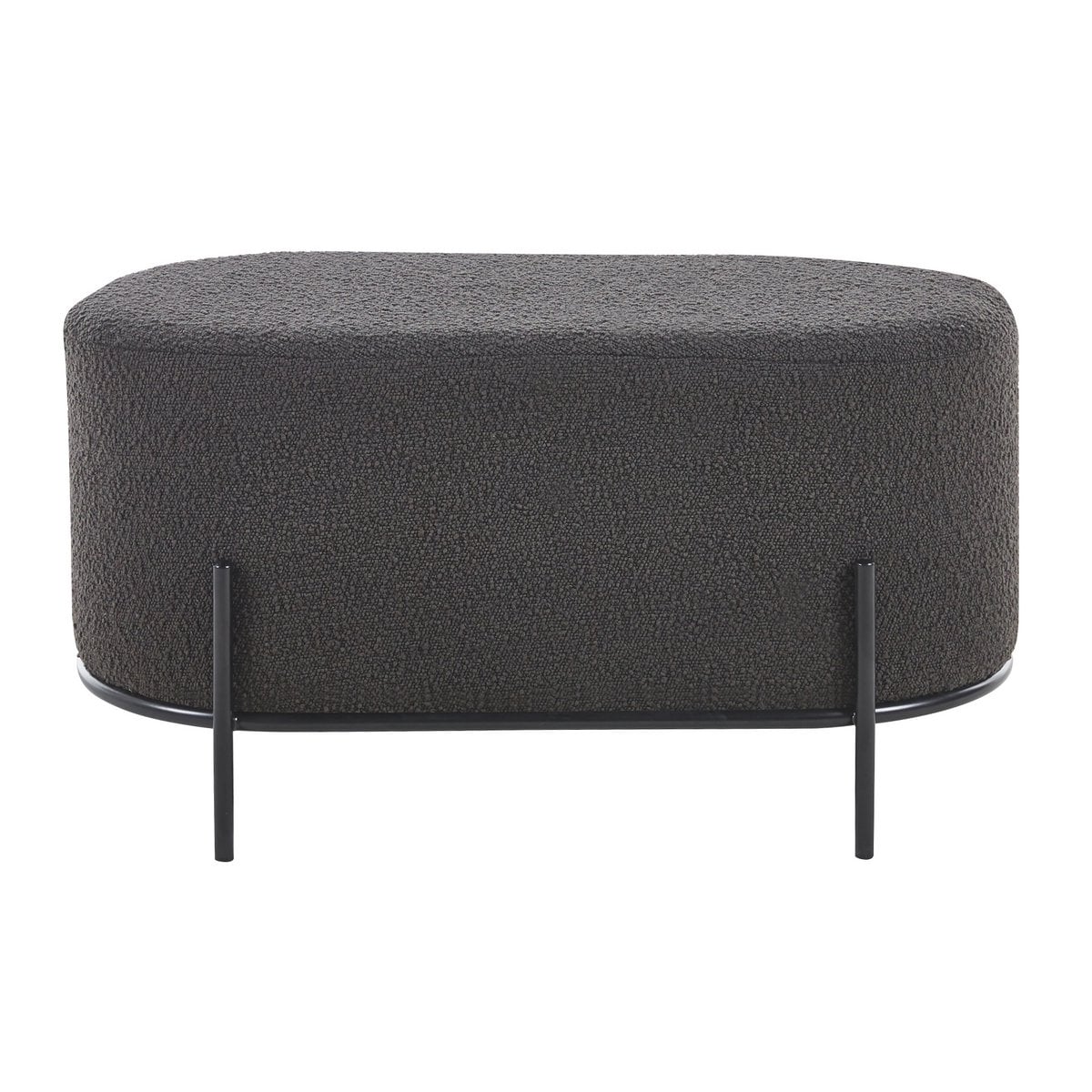 Polsterhocker Bouclé Stoff Anthrazit – Bild 2
