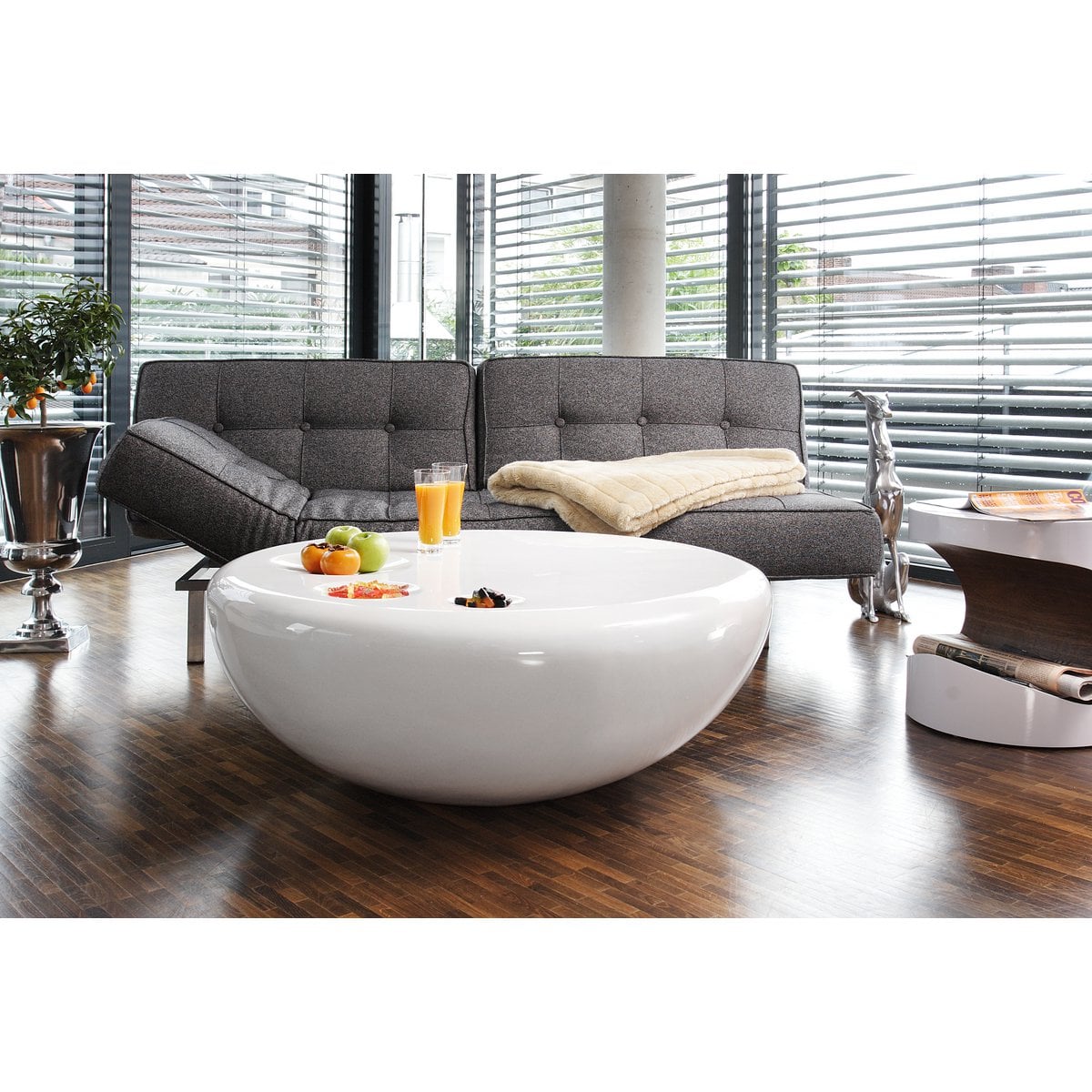 Couchtisch Ø 100 cm rund weiß Fiberglas
