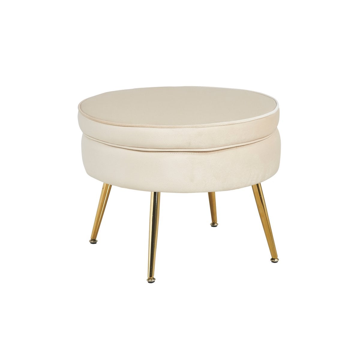 Sitzpouf rund aus Samt Beige – Bild 2