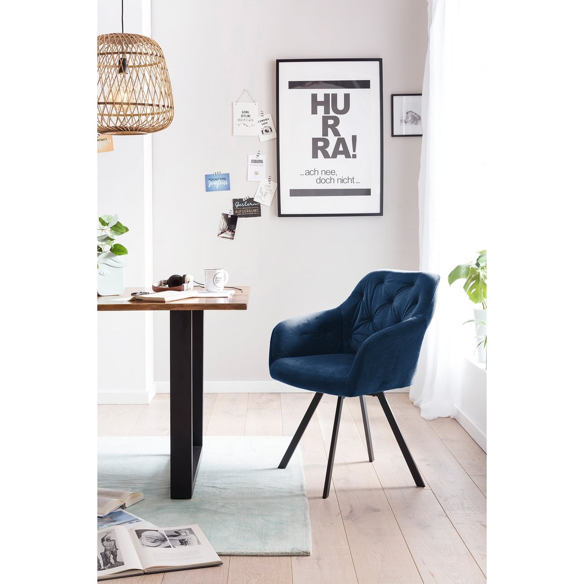 Armlehnstuhl mit 360° Drehfunktion Blau – Bild 2