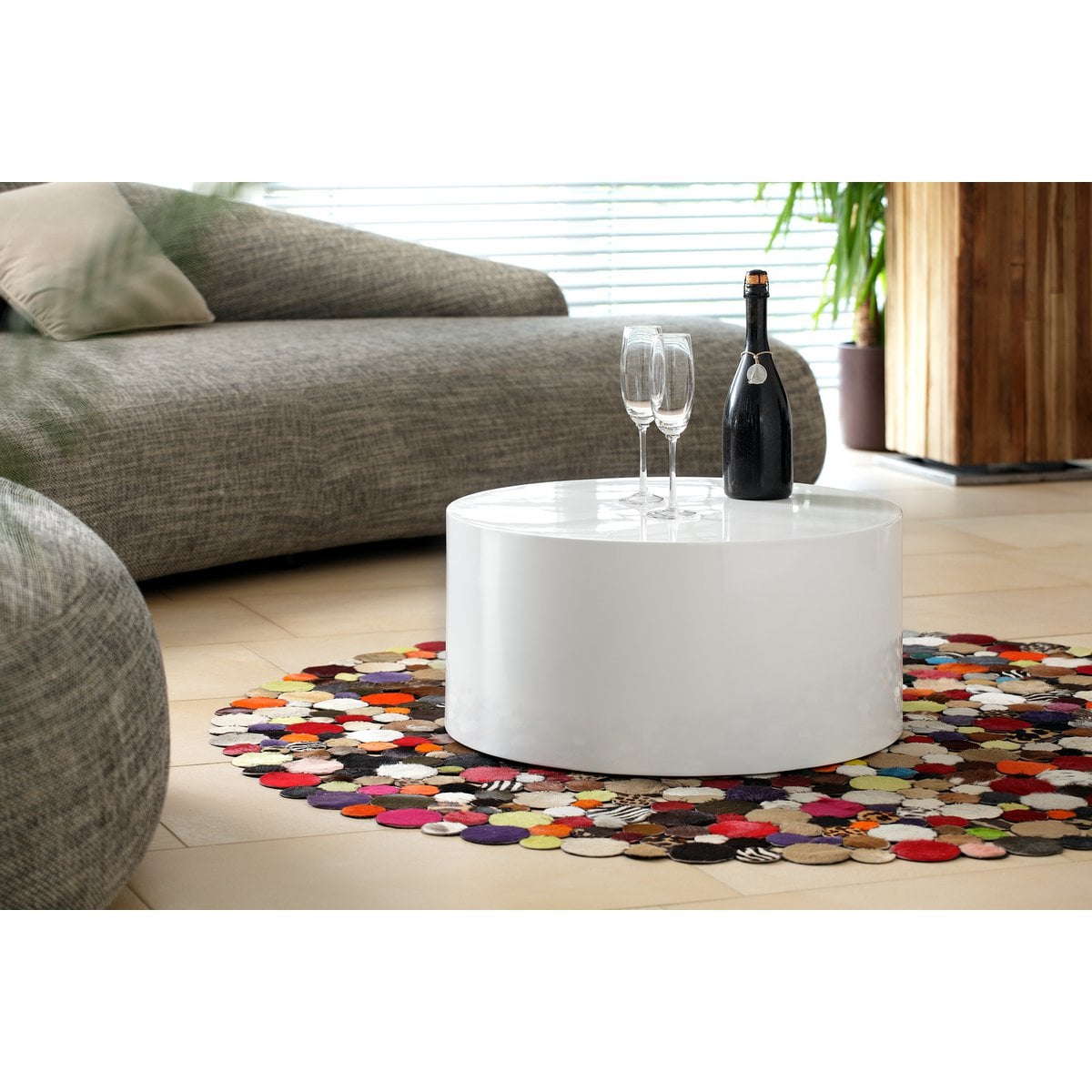 Couchtisch Ø 60 cm rund weiß – Bild 3
