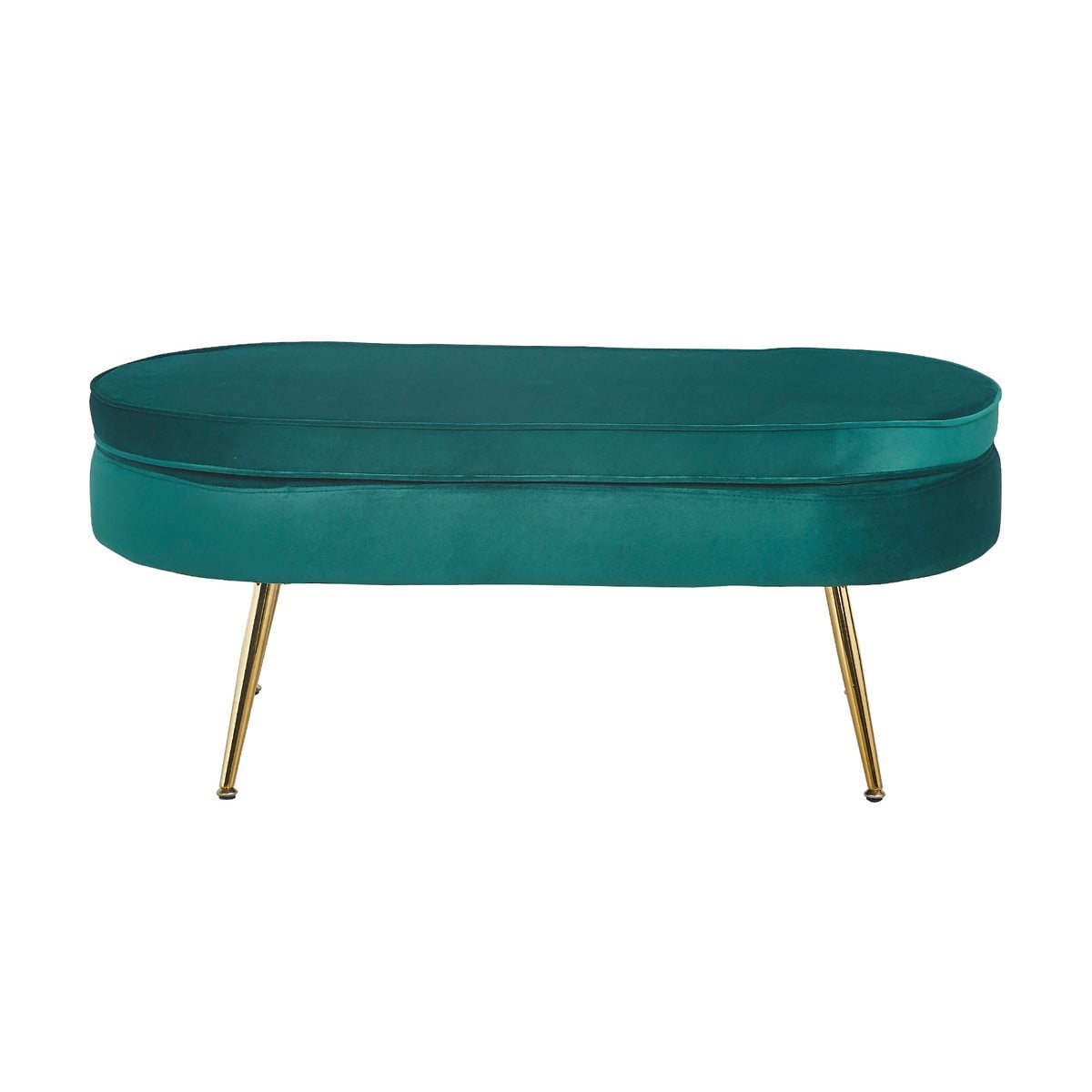 Sitzpouf oval aus Samt Grün