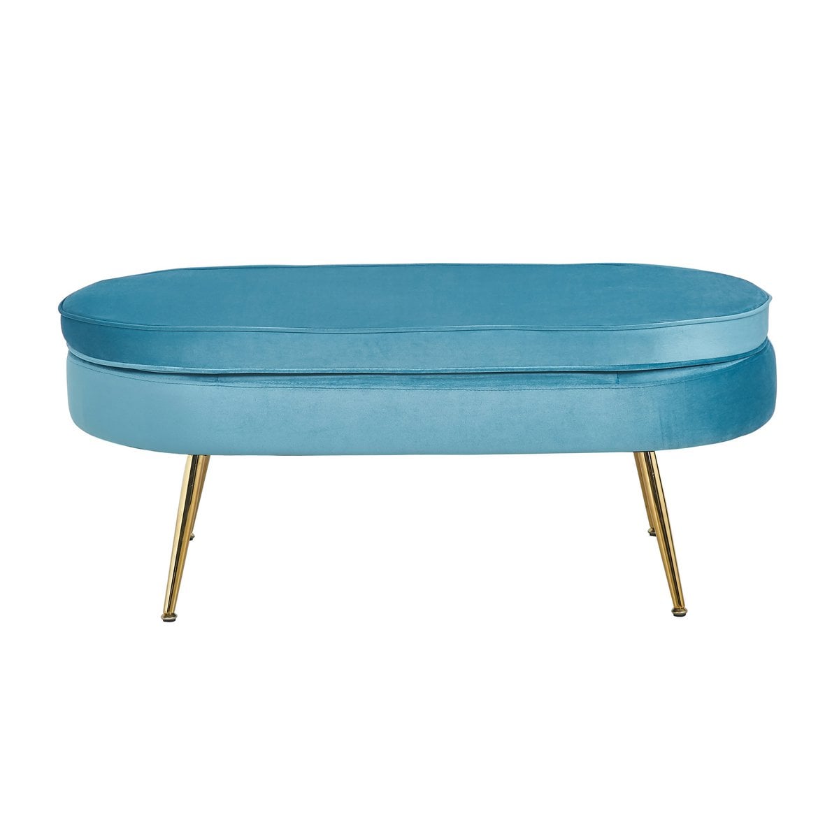 Sitzpouf oval aus Samt Blau