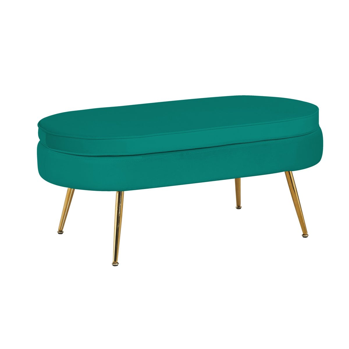 Sitzpouf oval aus Samt Grün – Bild 3