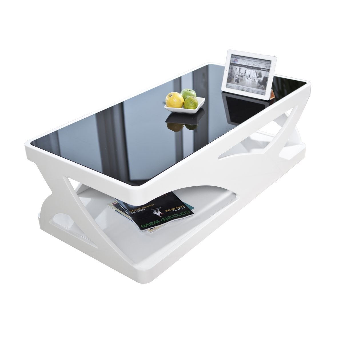 Couchtisch 120x60x38 cm weiß/schwarz – Bild 3