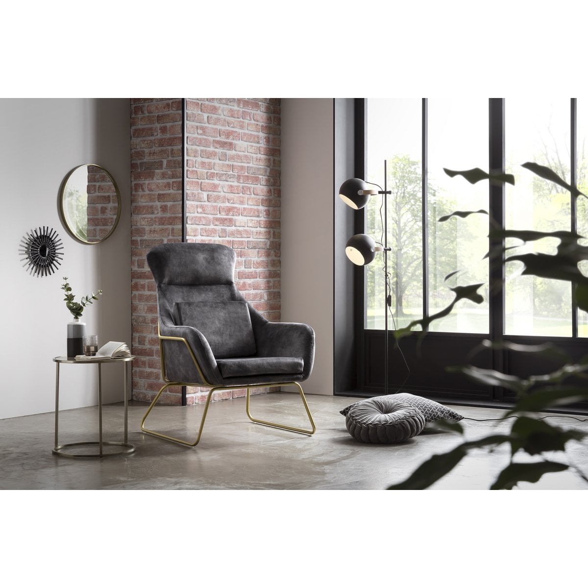 Relaxsessel aus Samtvelours Grau – Bild 7