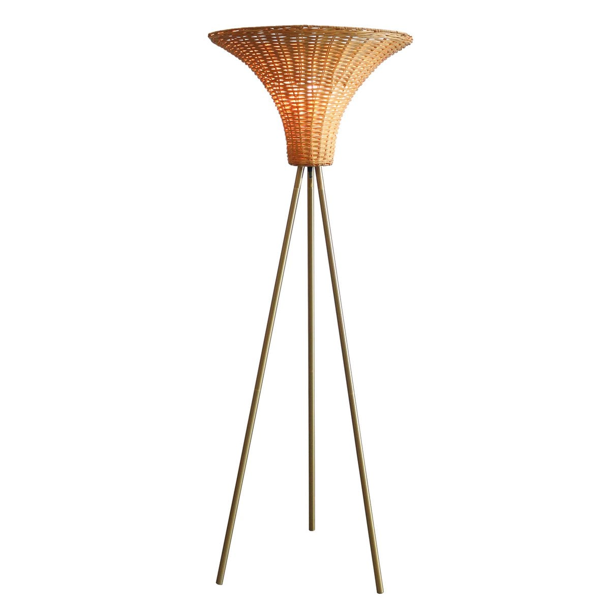 Stehleuchte mit Geflechtschirm Messing/Natur 150 cm