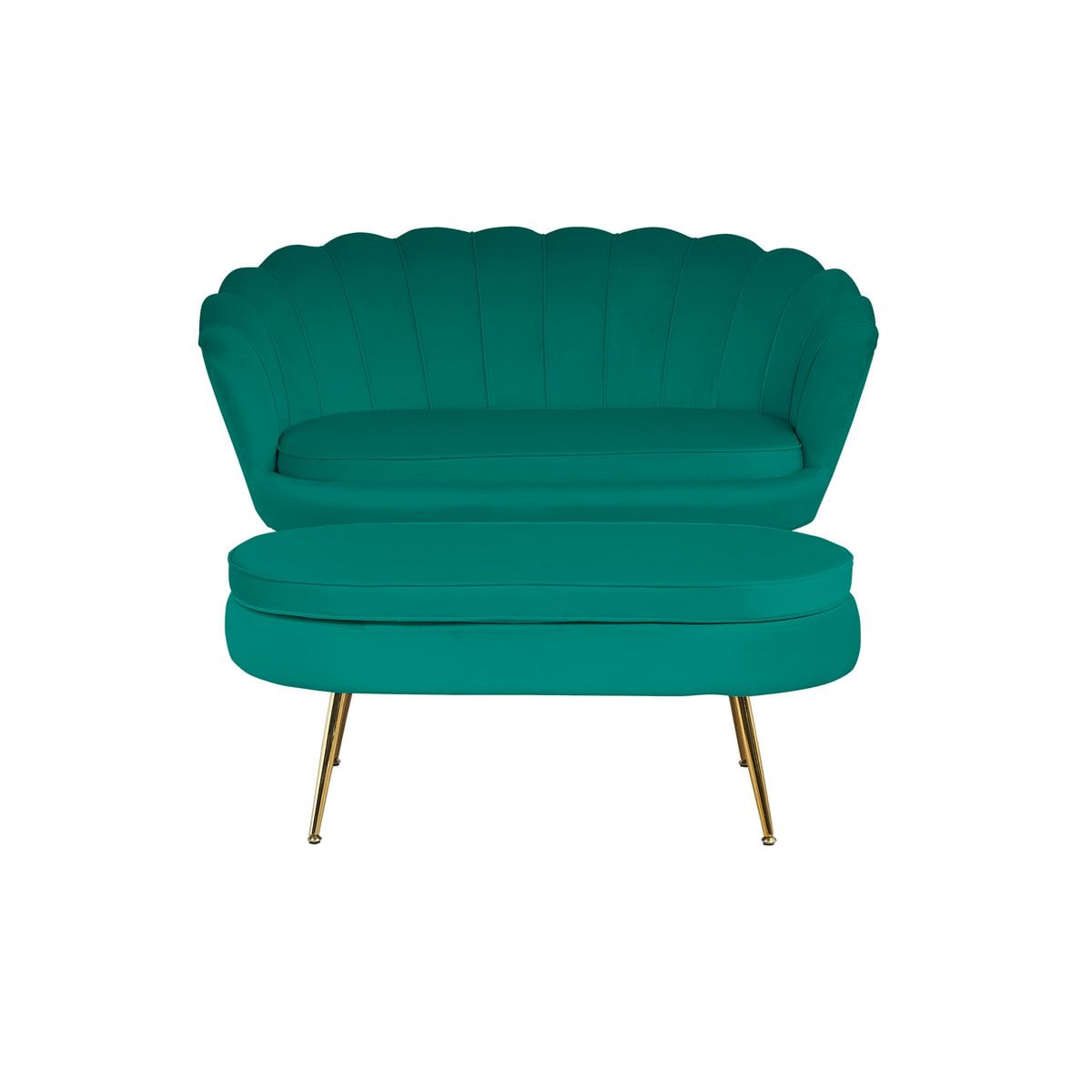 Sitzpouf oval aus Samt Grün – Bild 8