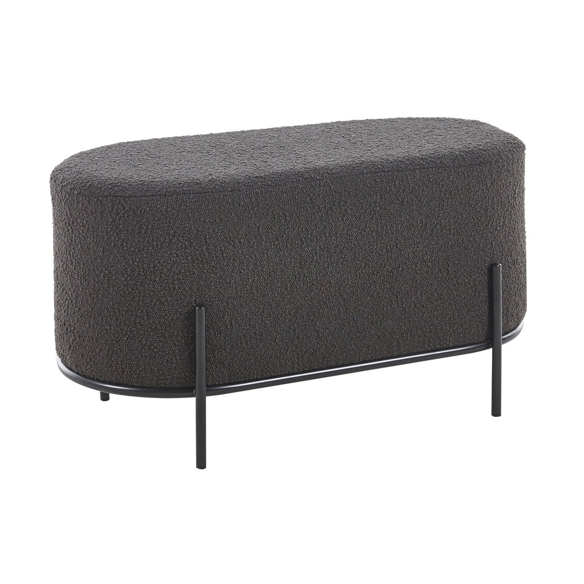 Polsterhocker Bouclé Stoff Anthrazit