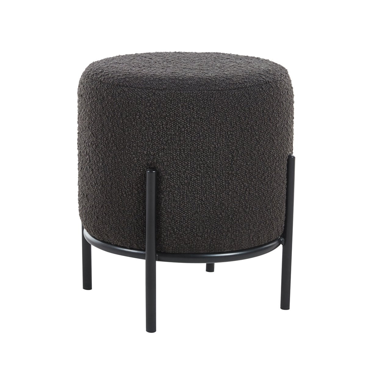 Polsterhocker Ø35 cm Bouclé Stoff Anthrazit