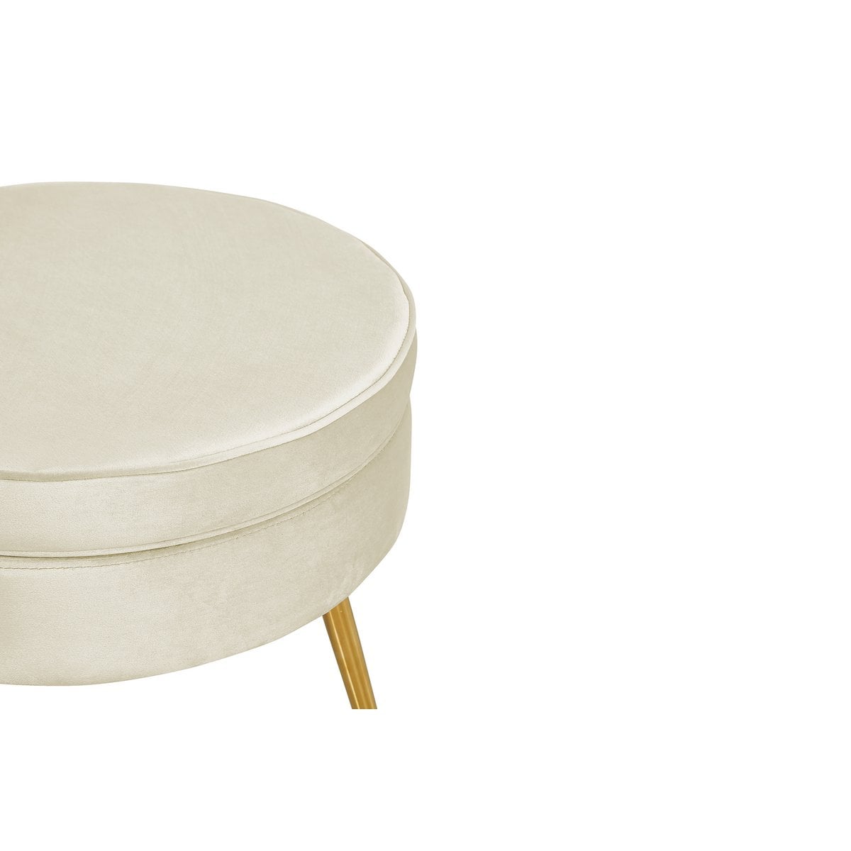 Sitzpouf rund aus Samt Beige – Bild 4