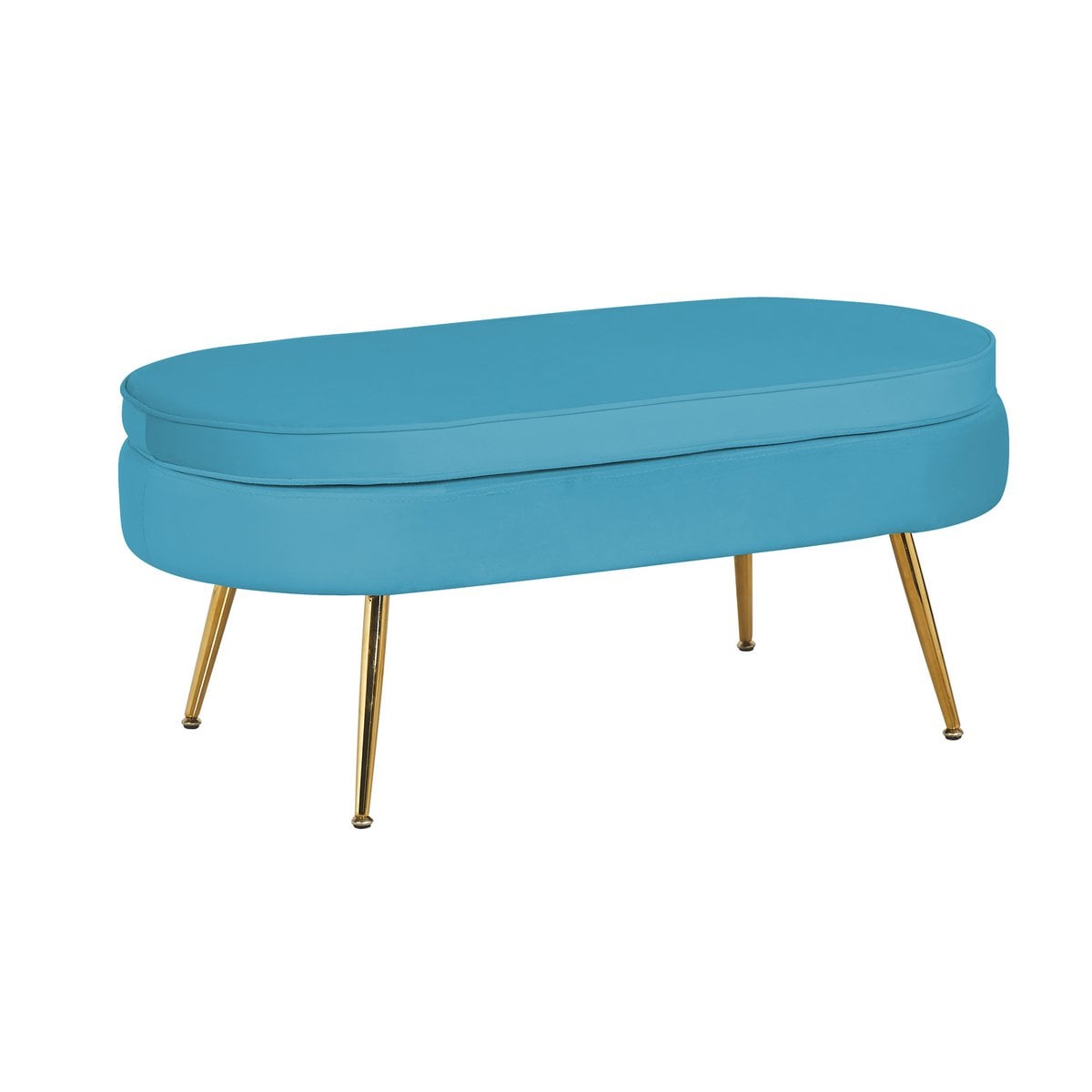 Sitzpouf oval aus Samt Blau – Bild 3