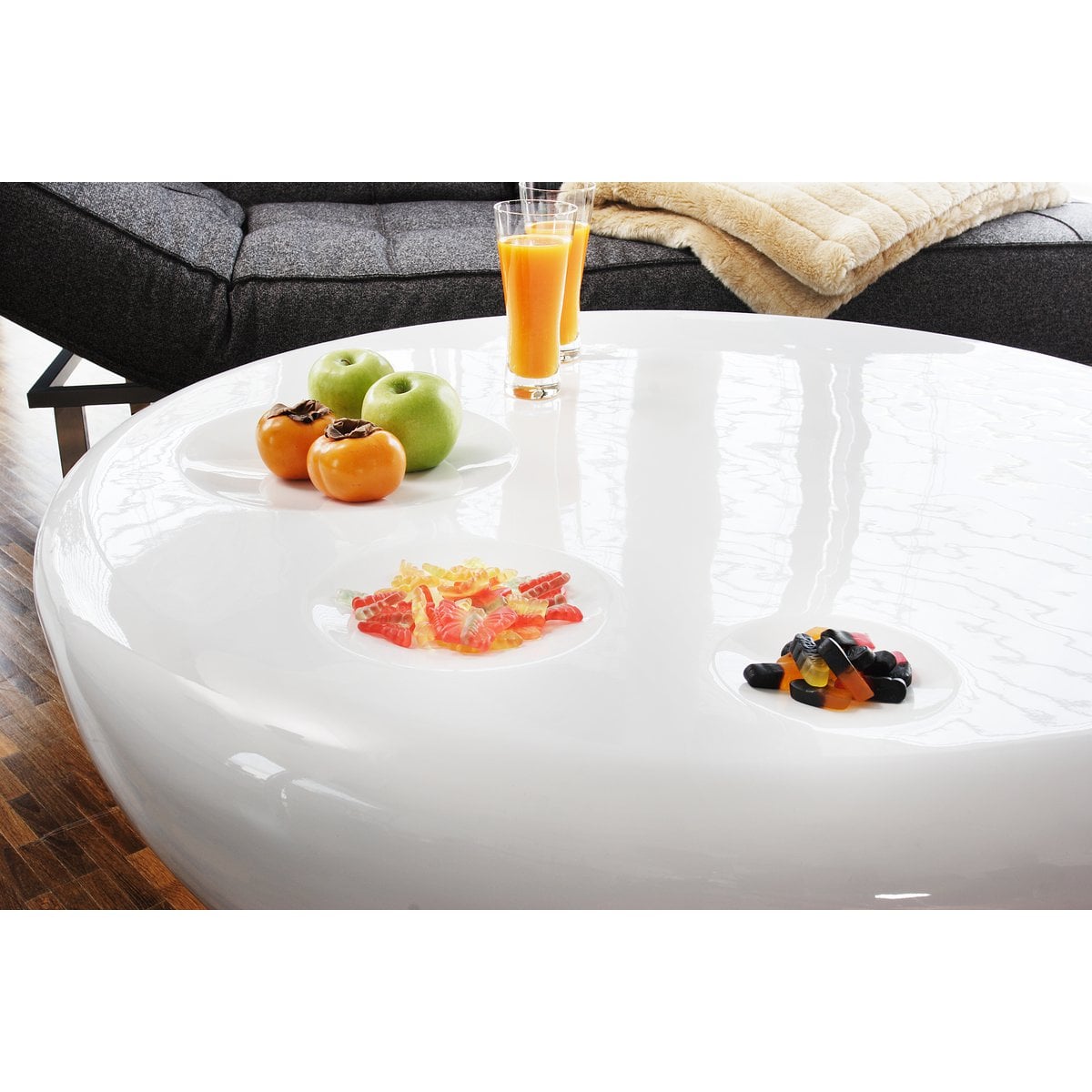 Couchtisch Ø 100 cm rund weiß Fiberglas – Bild 2