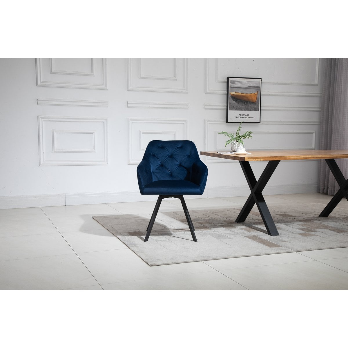 Armlehnstuhl mit 360° Drehfunktion Blau – Bild 10