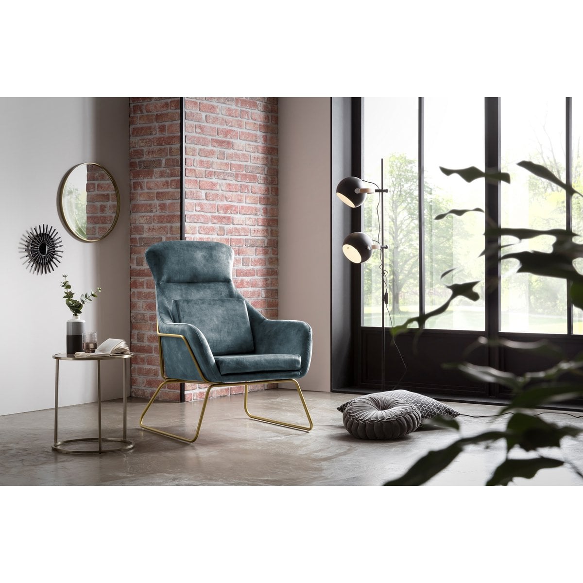 Relaxsessel aus Samtvelours Blau – Bild 6