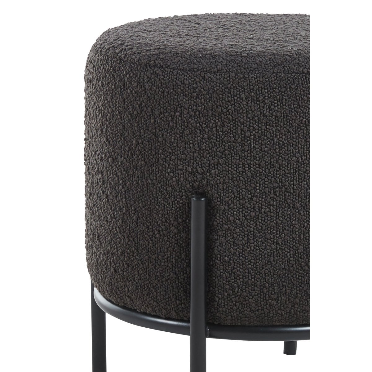 Polsterhocker Ø35 cm Bouclé Stoff Anthrazit – Bild 2