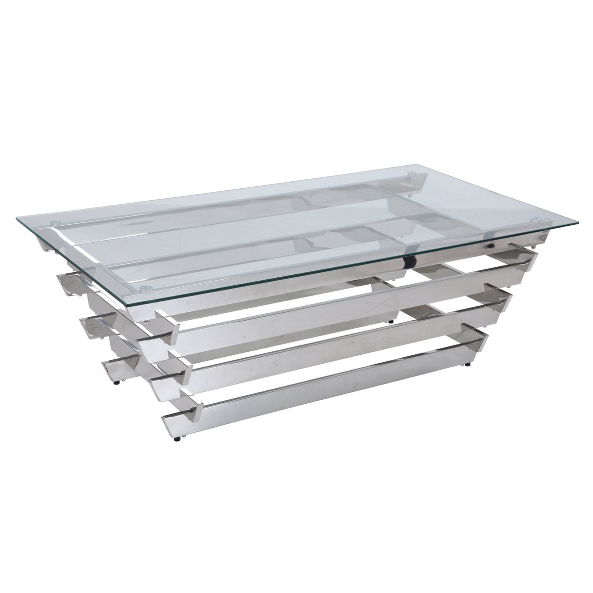 Couchtisch 130x70 cm Silber/Klarglas