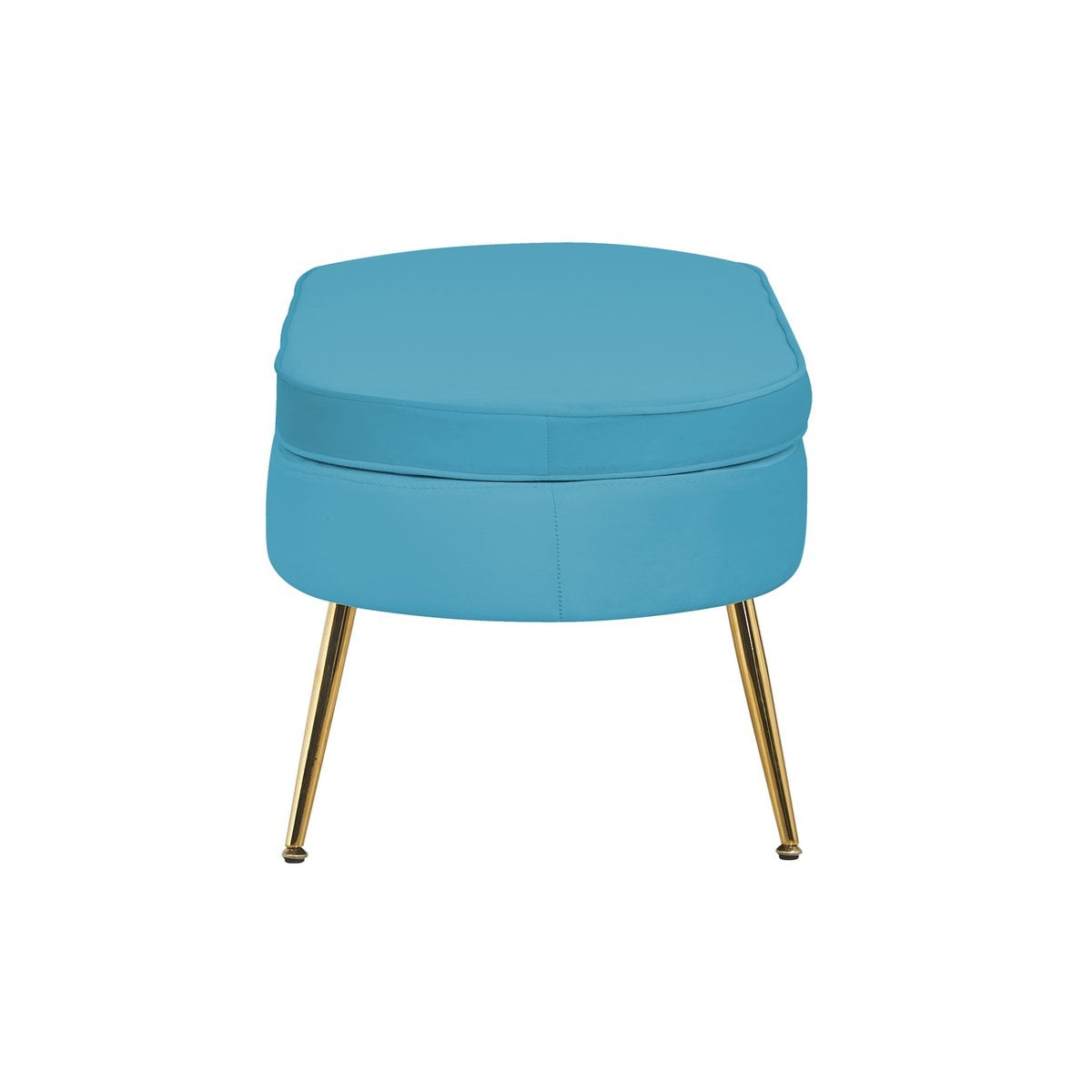 Sitzpouf oval aus Samt Blau – Bild 4