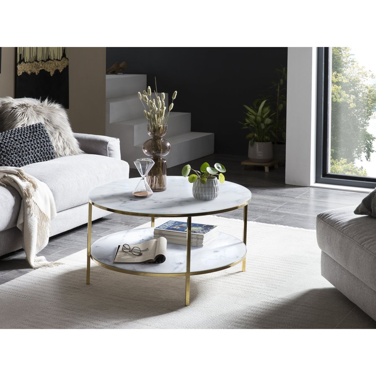 Couchtisch mit 2 Ablagen Ø 80 cm – Bild 6