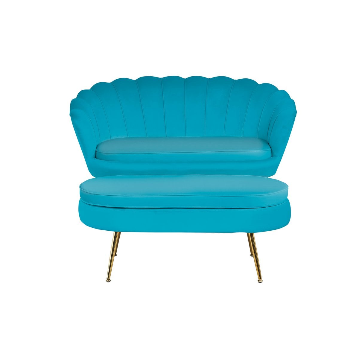 Sitzpouf oval aus Samt Blau – Bild 8
