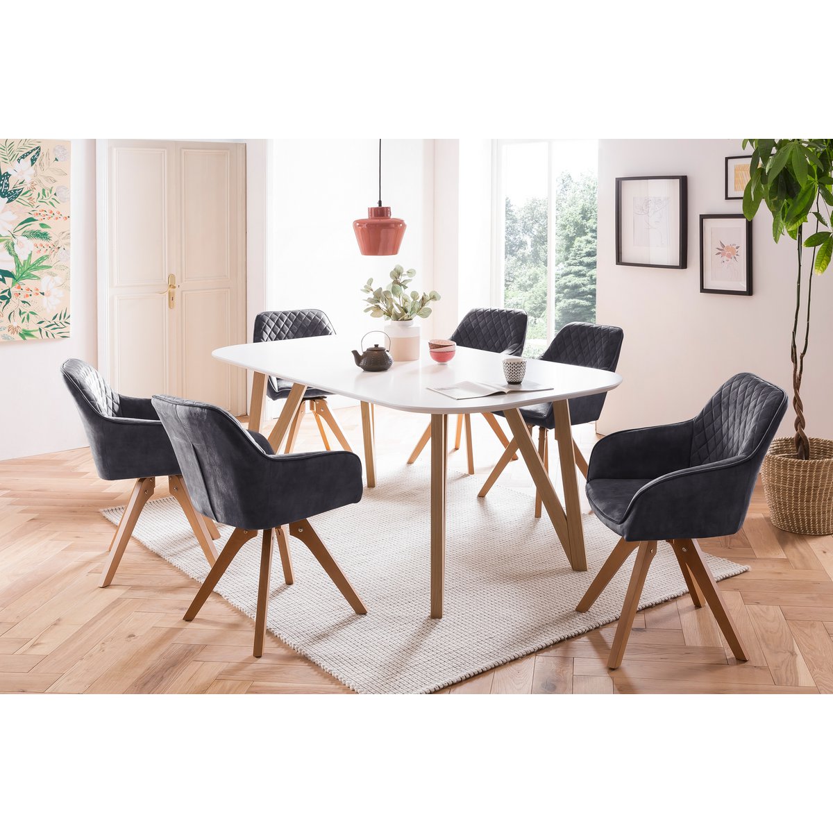 Armlehnstuhl Vintage-Samtvelours, Schwarz – Bild 7