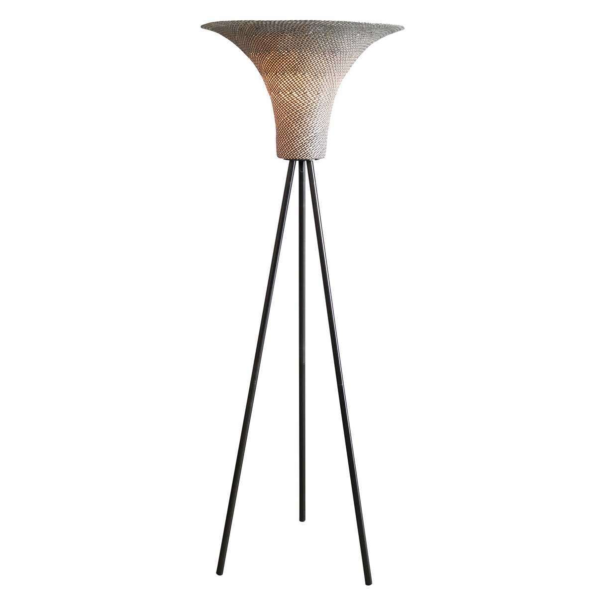 Stehleuchte mit Geflechtschirm Natur/Schwarz 152 cm